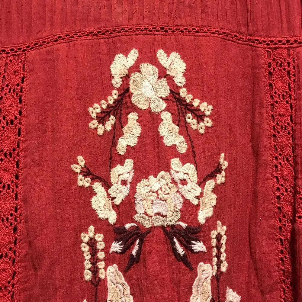 Free People Red Ruffled Mini Dress - Picture 3 of 8